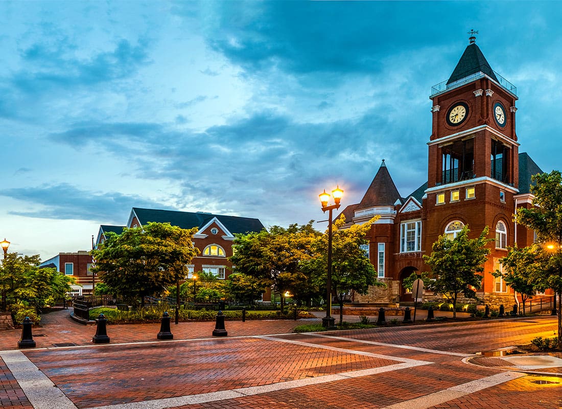Dallas GA - Panoramic View of Town Square in Dallas Georgia After Sunset